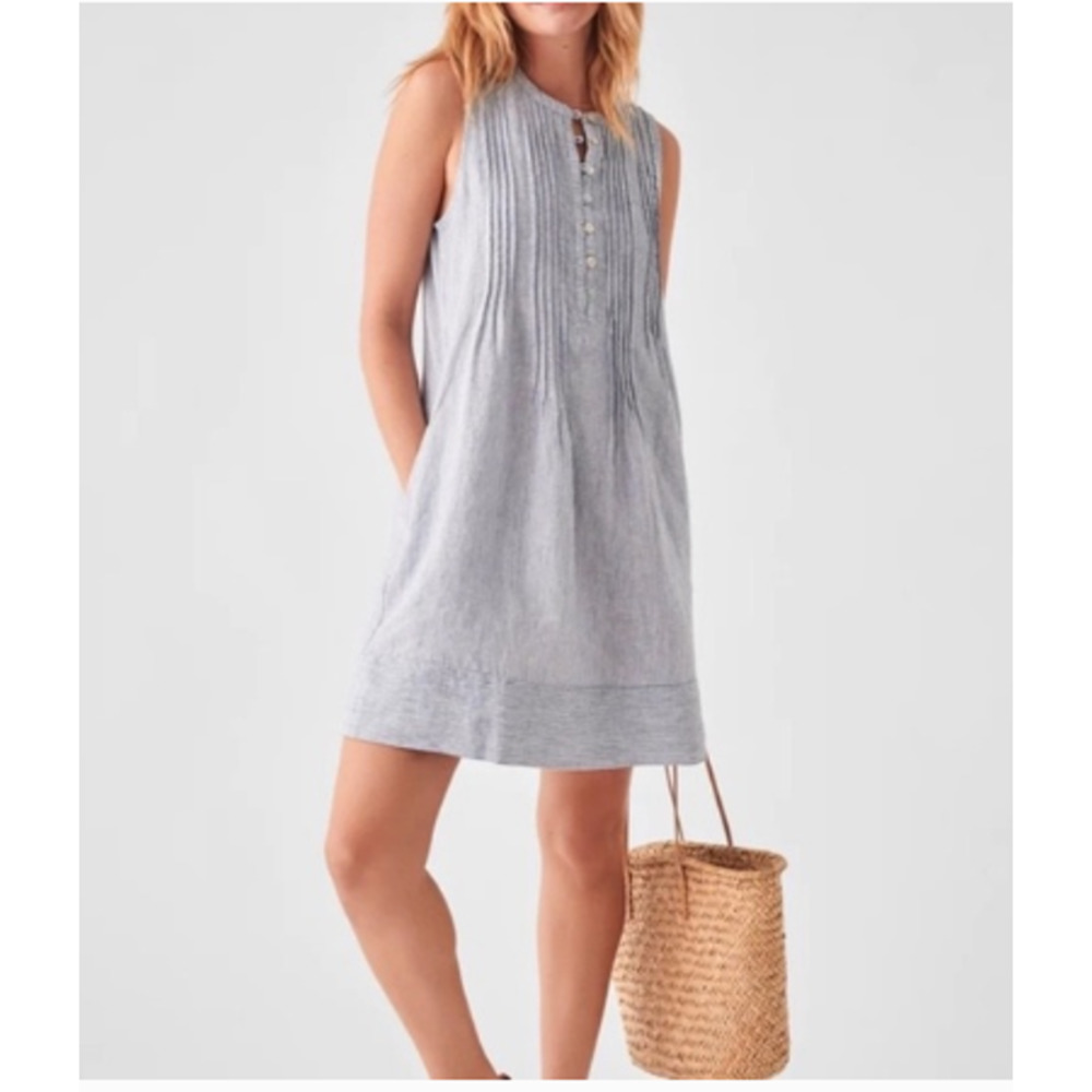 Faherty Isha Banded Crew Neck Sleeveless Shift‎ Dress Size XS